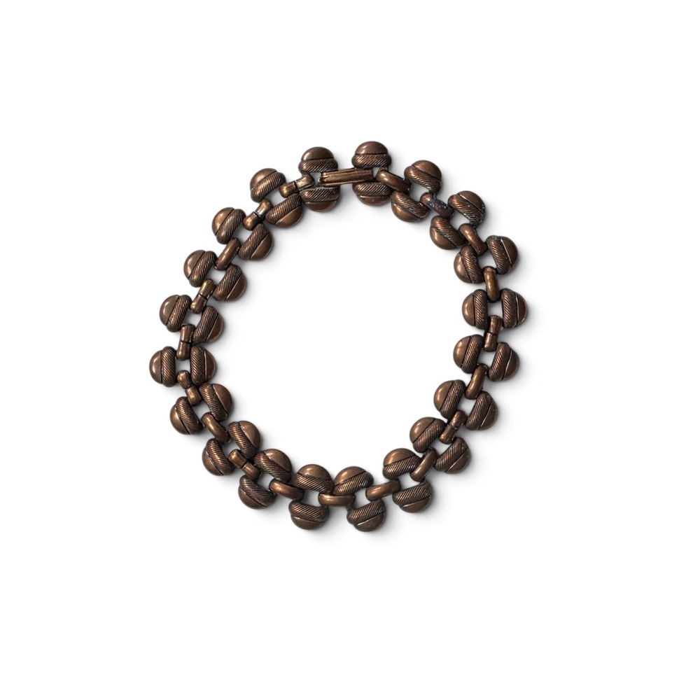 Vintage Mid Century Copper tone Link Bracelet 1950s industrial indie bohemian